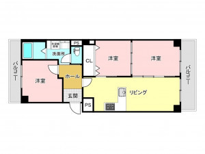 八尾市恩智中町、マンションの間取り画像です