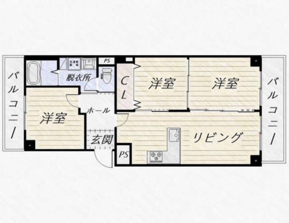 八尾市恩智中町、マンションの間取り画像です