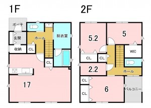 八戸市桜ケ丘、新築一戸建ての間取り画像です