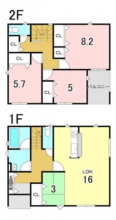 八戸市大字新井田、新築一戸建ての間取り画像です