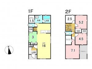 八戸市南類家、新築一戸建ての間取り画像です
