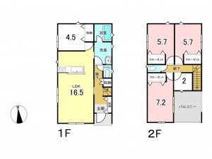 八戸市南類家、新築一戸建ての間取り画像です