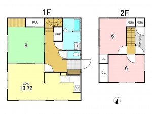 八戸市大字妙、中古一戸建ての間取り画像です