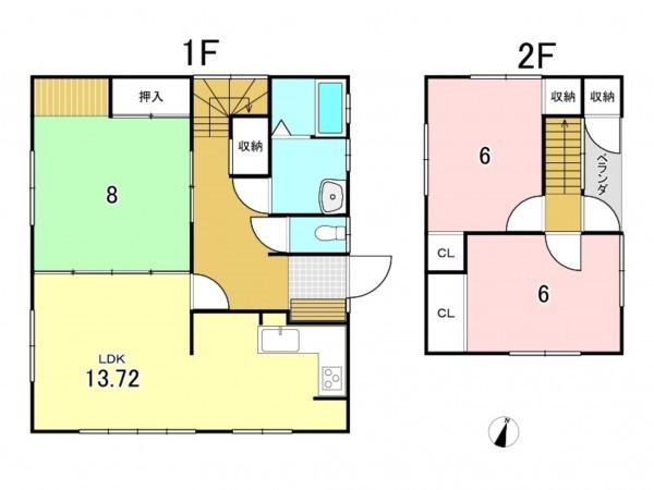 八戸市大字妙、中古一戸建ての間取り画像です