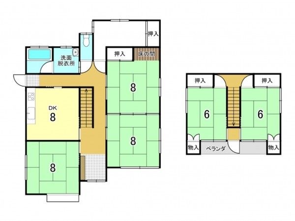 八戸市大字河原木、中古一戸建ての間取り画像です