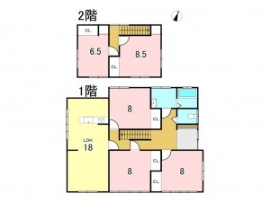 八戸市大字妙、中古一戸建ての間取り画像です