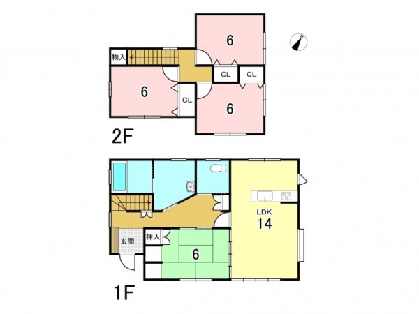 八戸市大字大久保、中古一戸建ての間取り画像です