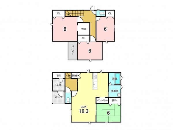 八戸市根城、新築一戸建ての間取り画像です