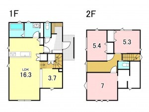 八戸市沼館、中古一戸建ての間取り画像です