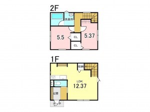 八戸市長根、新築一戸建ての間取り画像です