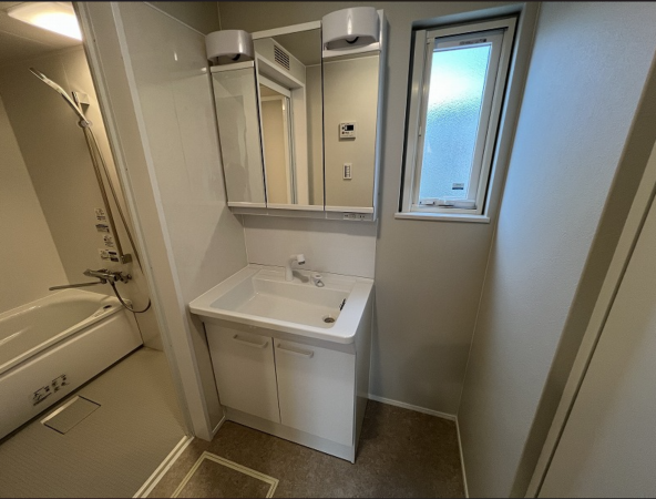 八戸市大字大久保、新築一戸建ての洗面画像です