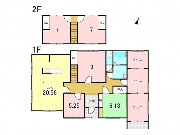 三戸郡南部町大字福田、中古一戸建ての間取り画像です