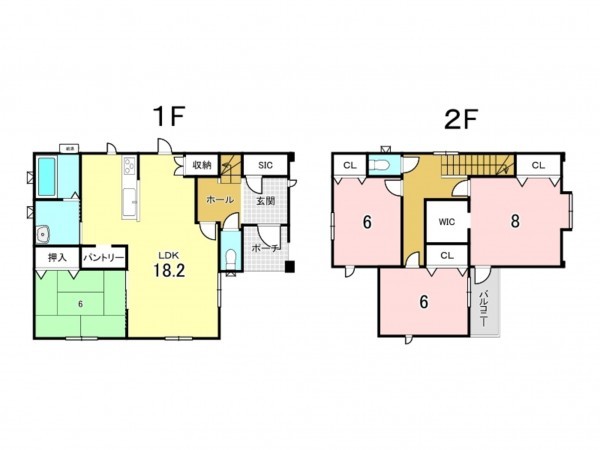 八戸市高州、中古一戸建ての間取り画像です