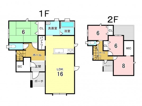 八戸市小中野、中古一戸建ての間取り画像です