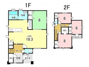 八戸市大字河原木、新築一戸建ての間取り画像です