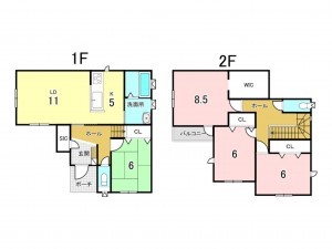八戸市沼館、新築一戸建ての間取り画像です