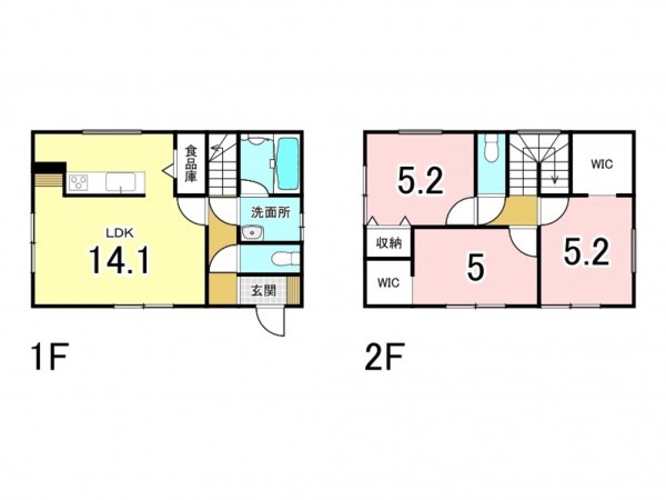 八戸市根城、新築一戸建ての間取り画像です