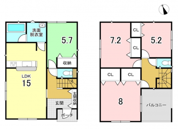 八戸市江陽、新築一戸建ての間取り画像です
