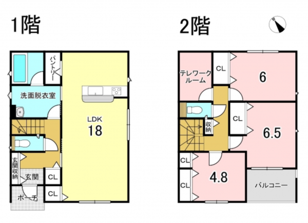 八戸市江陽、新築一戸建ての間取り画像です