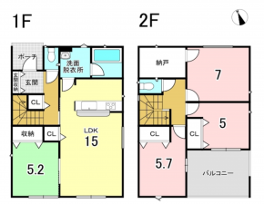 八戸市江陽、新築一戸建ての間取り画像です
