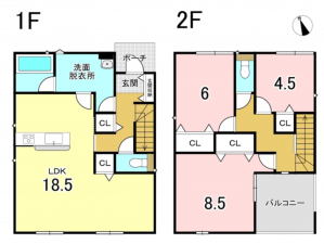 八戸市江陽、新築一戸建ての間取り画像です