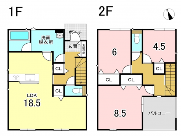 八戸市江陽、新築一戸建ての間取り画像です