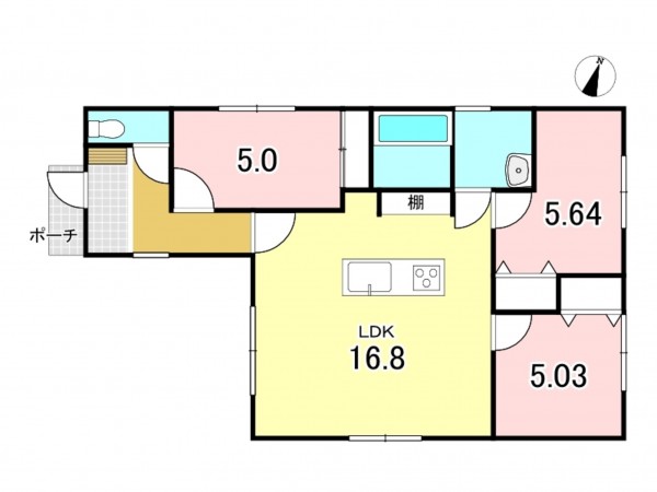 三沢市南町、新築一戸建ての間取り画像です