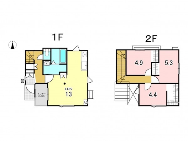 八戸市類家、中古一戸建ての間取り画像です