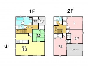 八戸市大字石堂、新築一戸建ての間取り画像です