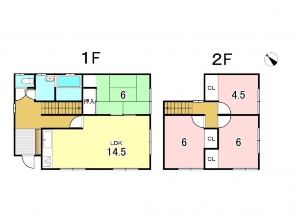八戸市大字尻内町、中古一戸建ての間取り画像です