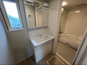 八戸市大字大久保、新築一戸建ての洗面画像です