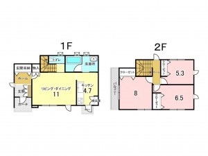 八戸市大字白銀町、中古一戸建ての間取り画像です