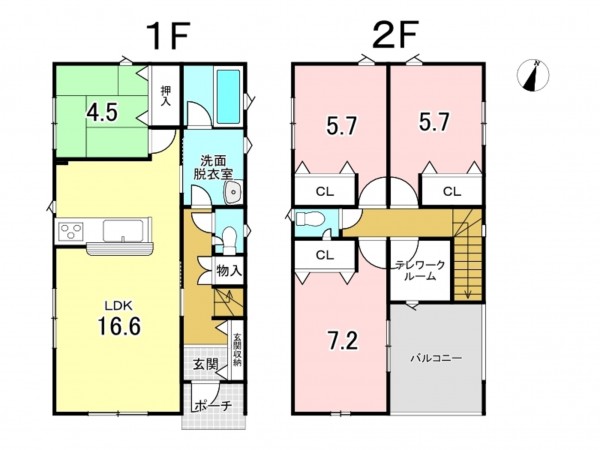 八戸市小中野、新築一戸建ての間取り画像です