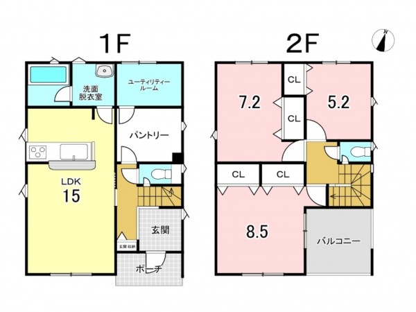 八戸市小中野、新築一戸建ての間取り画像です