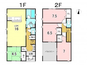 八戸市小中野、新築一戸建ての間取り画像です