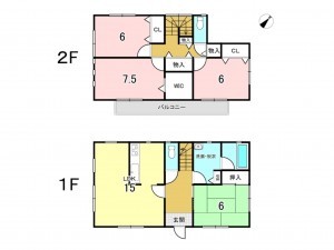 八戸市大字新井田、中古一戸建ての間取り画像です