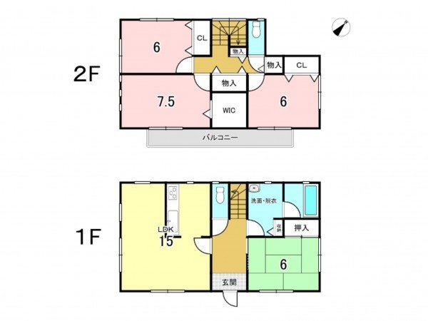 八戸市大字新井田、中古一戸建ての間取り画像です