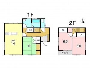 八戸市大字大久保、中古一戸建ての間取り画像です