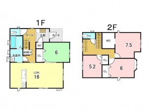 八戸市旭ケ丘、新築一戸建ての間取り画像です