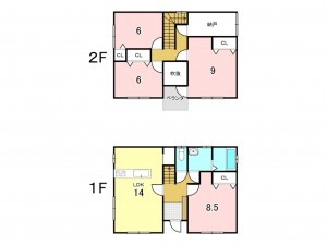 八戸市大字新井田、中古一戸建ての間取り画像です