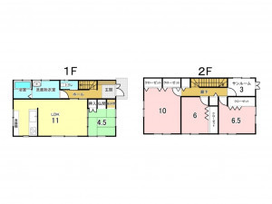 八戸市大字白銀町、中古一戸建ての間取り画像です