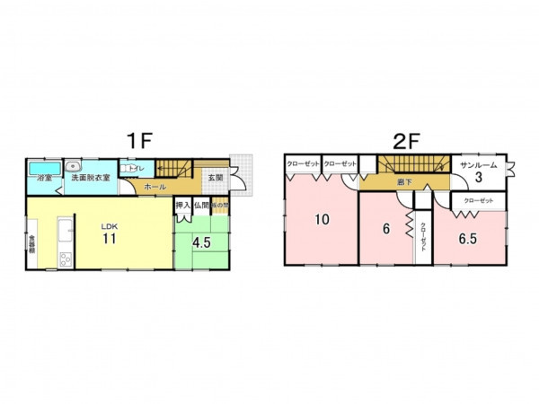 八戸市大字白銀町、中古一戸建ての間取り画像です