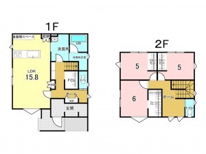 八戸市根城、新築一戸建ての間取り画像です