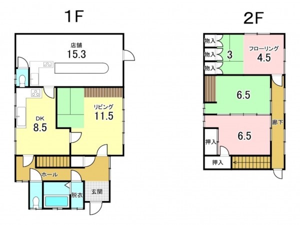 八戸市石堂、中古一戸建ての間取り画像です