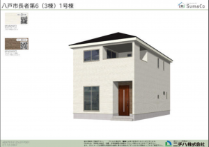 八戸市長者、新築一戸建ての完成予想図（外観）画像です