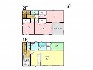 八戸市長者、新築一戸建ての間取り画像です
