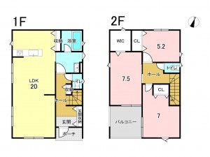 八戸市長者、新築一戸建ての間取り画像です