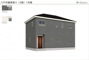 八戸市大字糠塚、新築一戸建ての完成予想図（外観）画像です