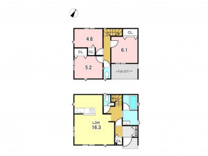 八戸市青葉、新築一戸建ての間取り画像です