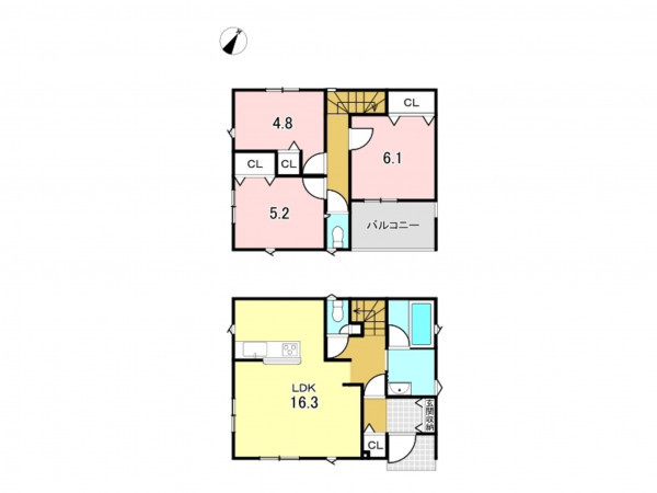 八戸市青葉、新築一戸建ての間取り画像です